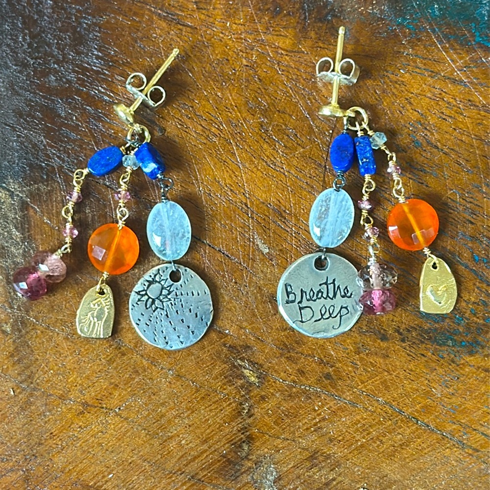 Jes MaHarry gold stud “Wilderness Walk” earrings. New with tags and box.
